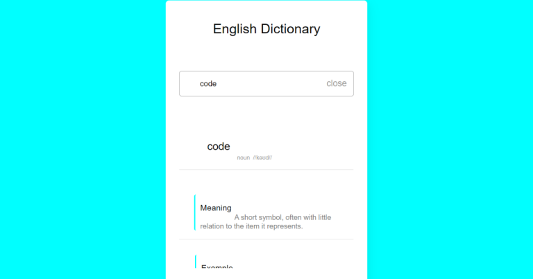 Dictionary App Using HTML,CSS and JavaScript