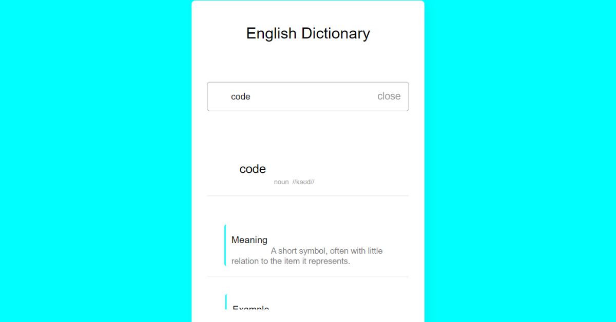 Dictionary App Using HTML,CSS and JavaScript