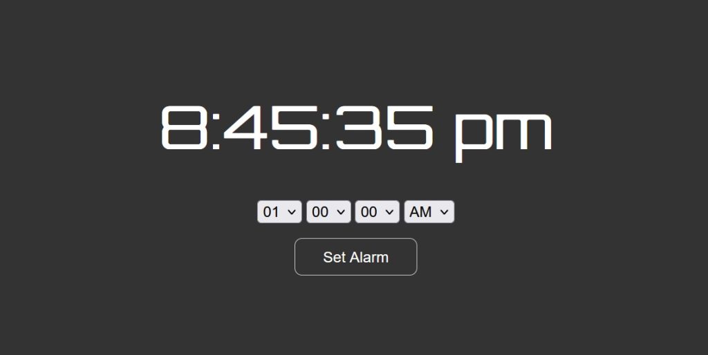 Create Alarm Clock Using HTML ,CSS & JavaScript