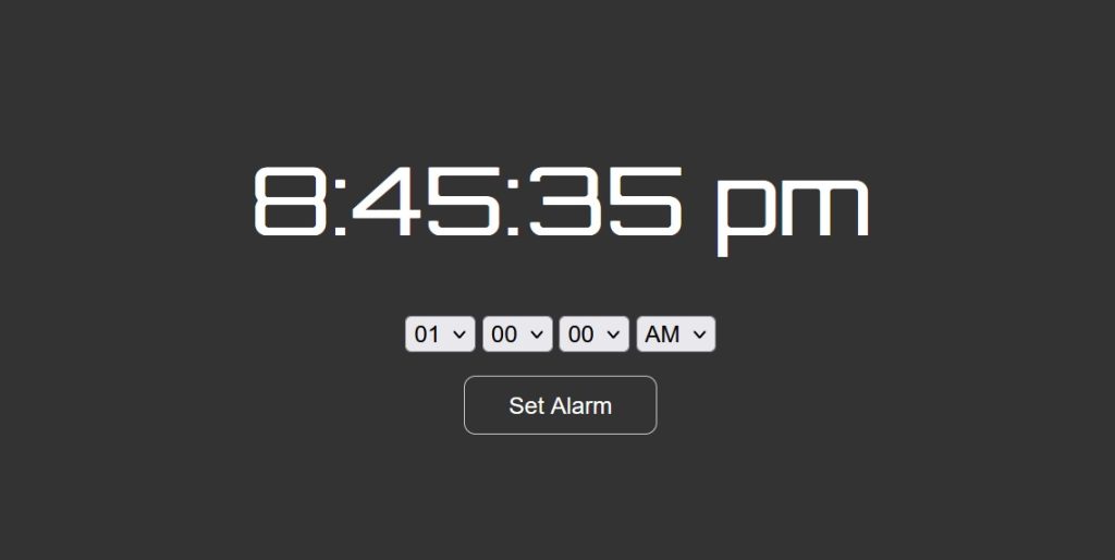  Alarm Clock Using HTML ,CSS & JavaScript