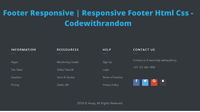 Create Responsive Footer Using HTML and CSS Code