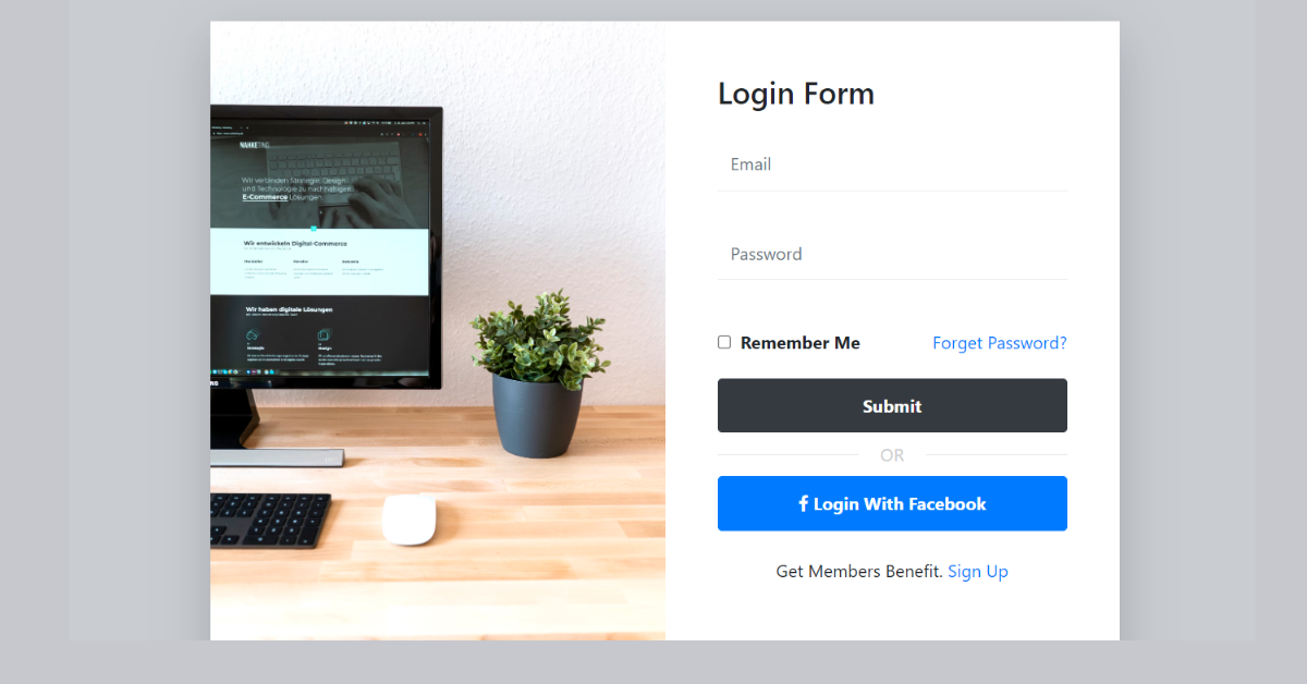 Bootstrap Login Form page with Side Image