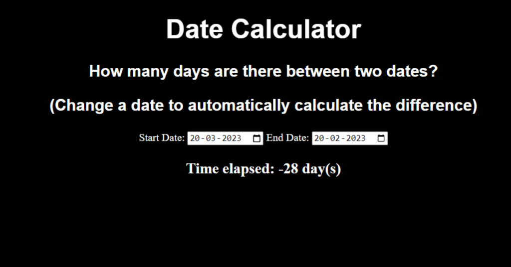 Date Calculator Using Html,Css and JavaScript (Source Code)