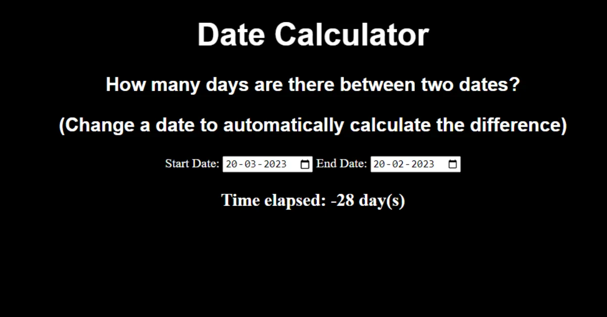 Date Calculator Using Html,Css and JavaScript (Source Code) Date Calculator Using Html,Css and JavaScript