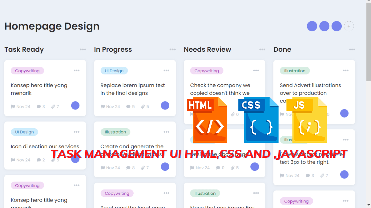 Task Management Ui Html css And Javascript Source Code 