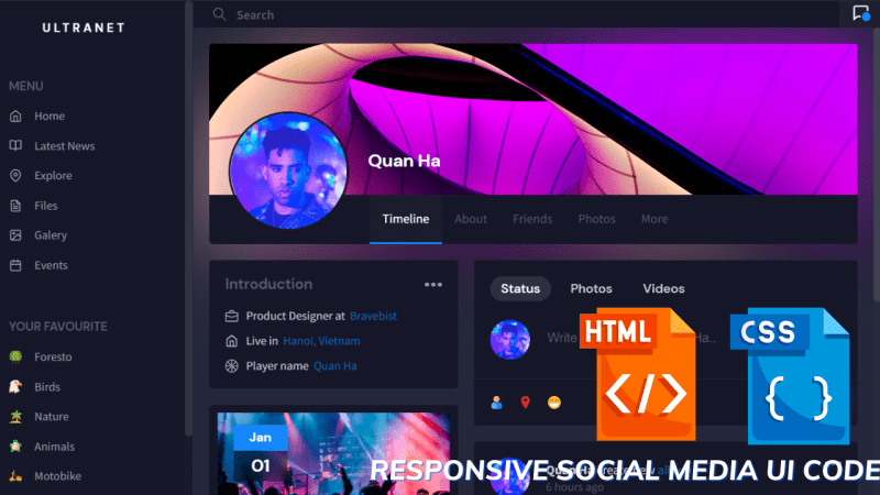 social media app html code