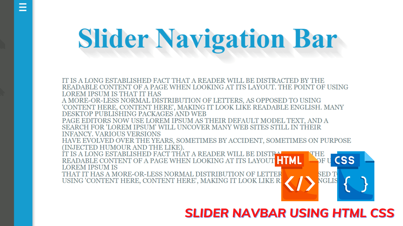 Slider Navbar Using Html Css