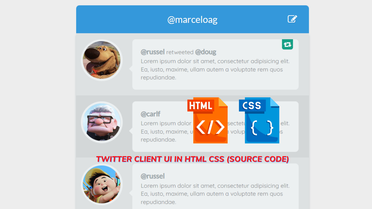 Twitter Client Ui In Html Css (Source Code)