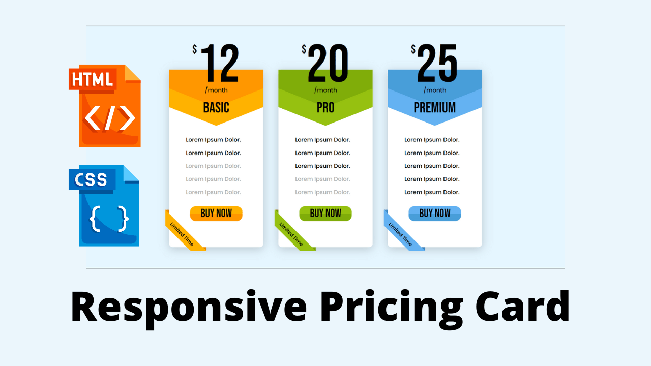 Responsive Pricing Card Design Using HTML and CSS