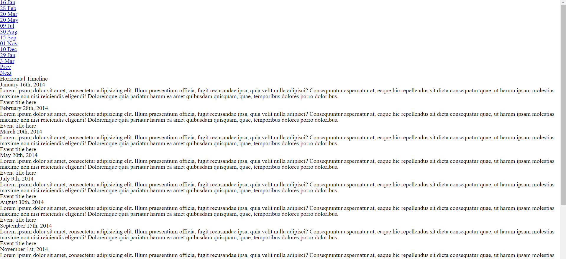 Horizontal Timeline Using Html Css Javascript Source Code