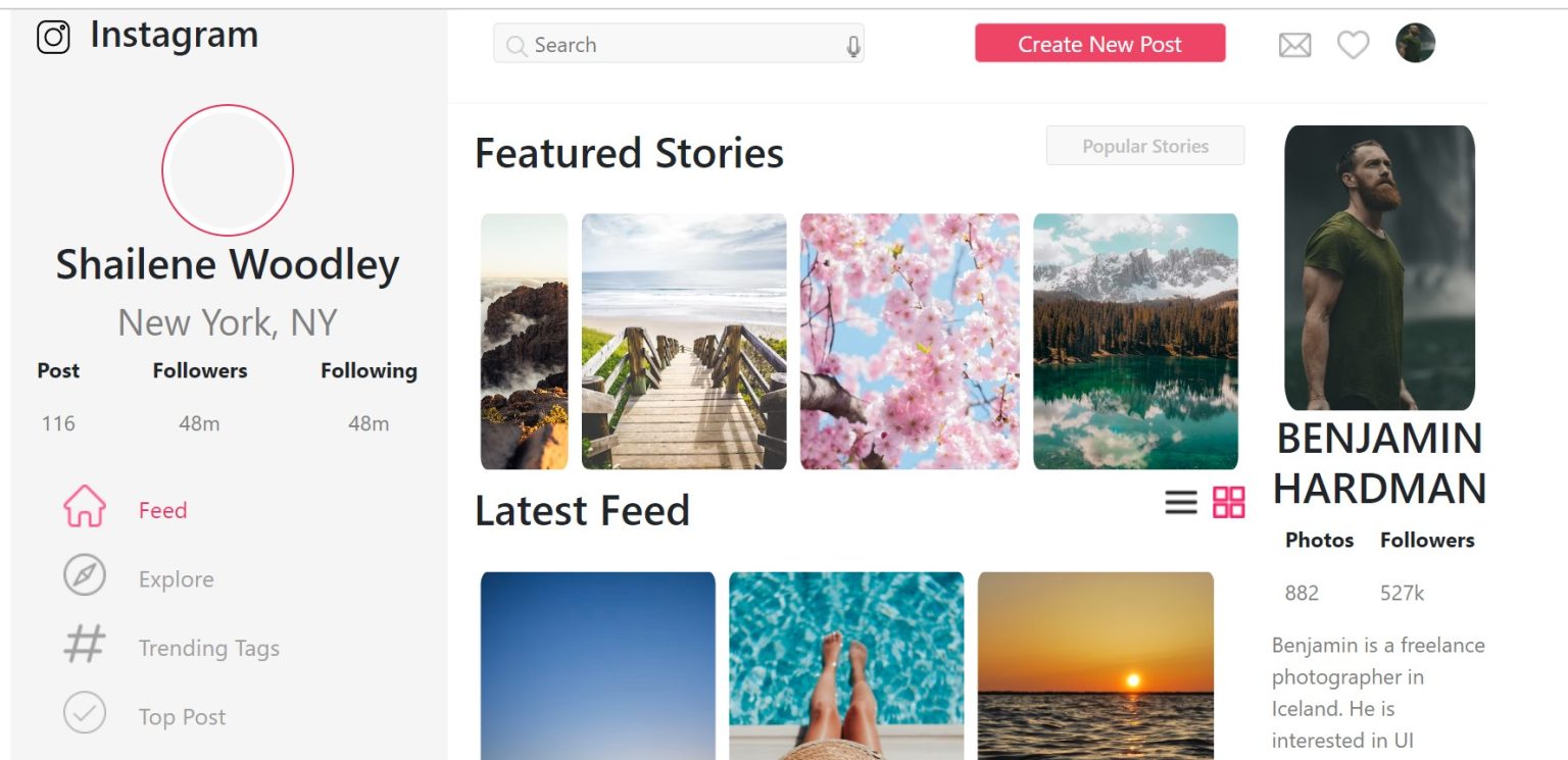 Instagram Clone Using HTML and CSS With Source Code
