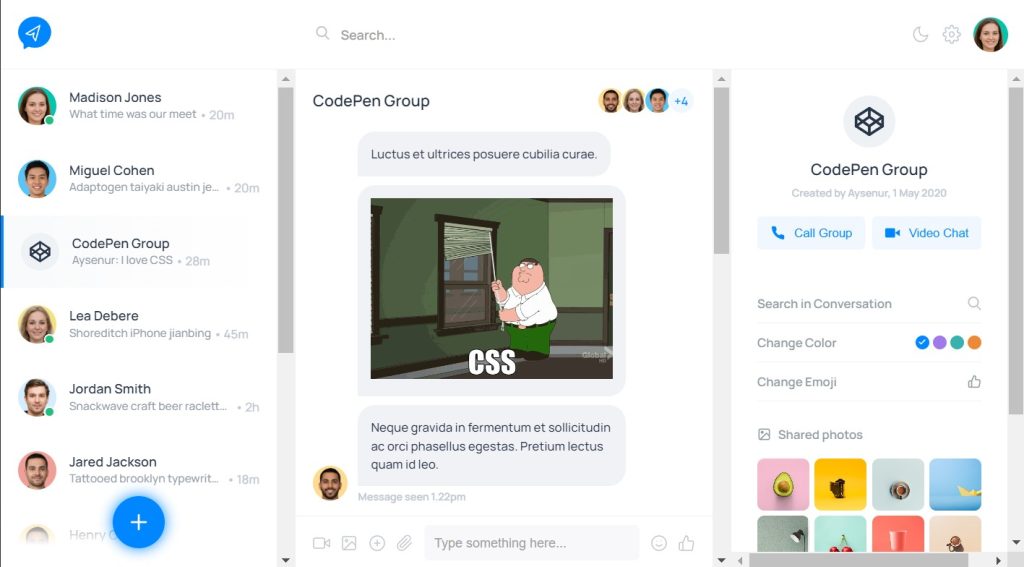 Messaging App Clone With HTML,CSS and JavaScript