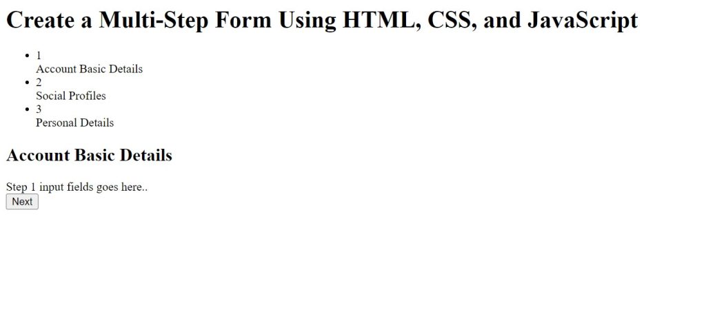  Multi Step Form Using HTML, CSS and JavaScript