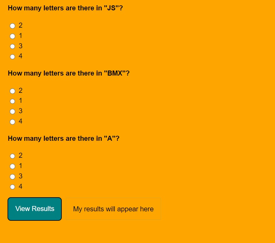Multiple Choice Quiz In Html Code