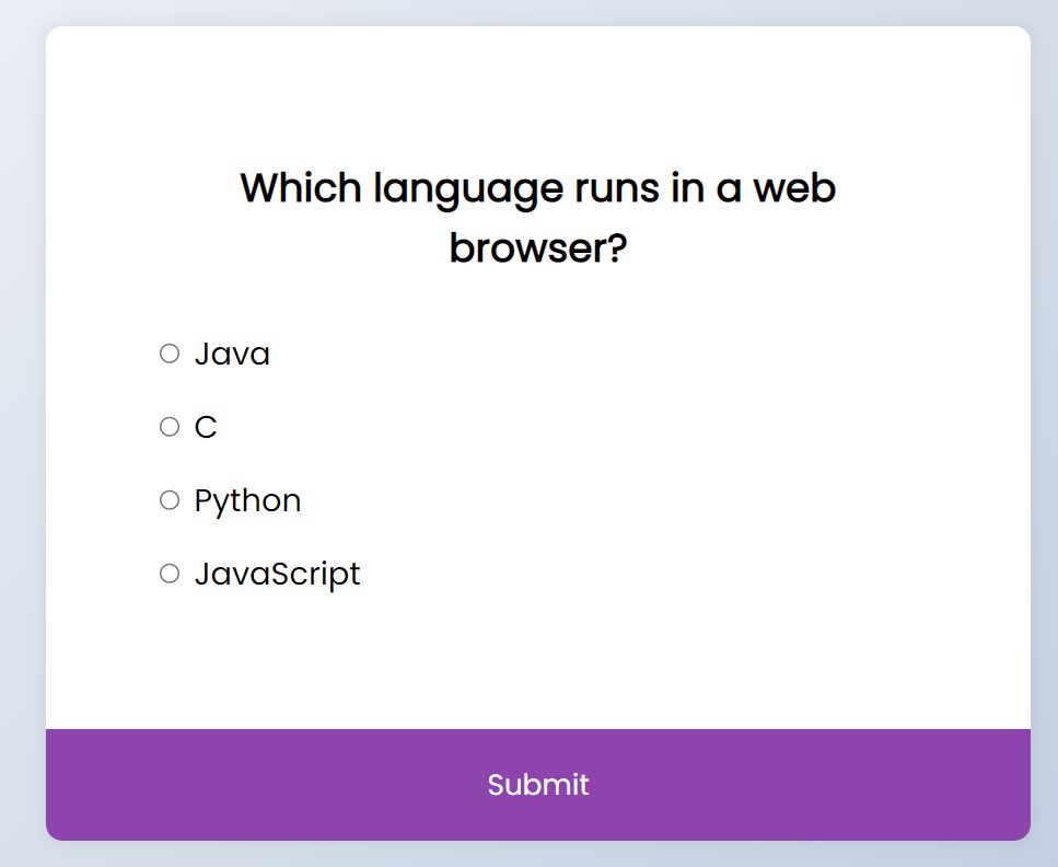 Create a Quiz App Using JavaScript (Source Code) Quiz app Using HTML, CSS JavaScript With Source Code