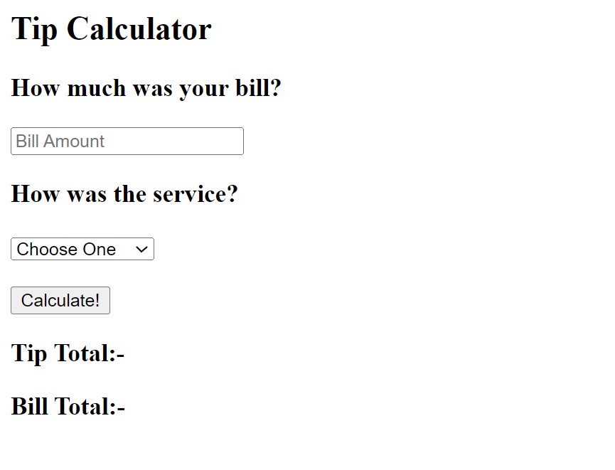 Tip Calculator in HTML, CSS, JavaScript 