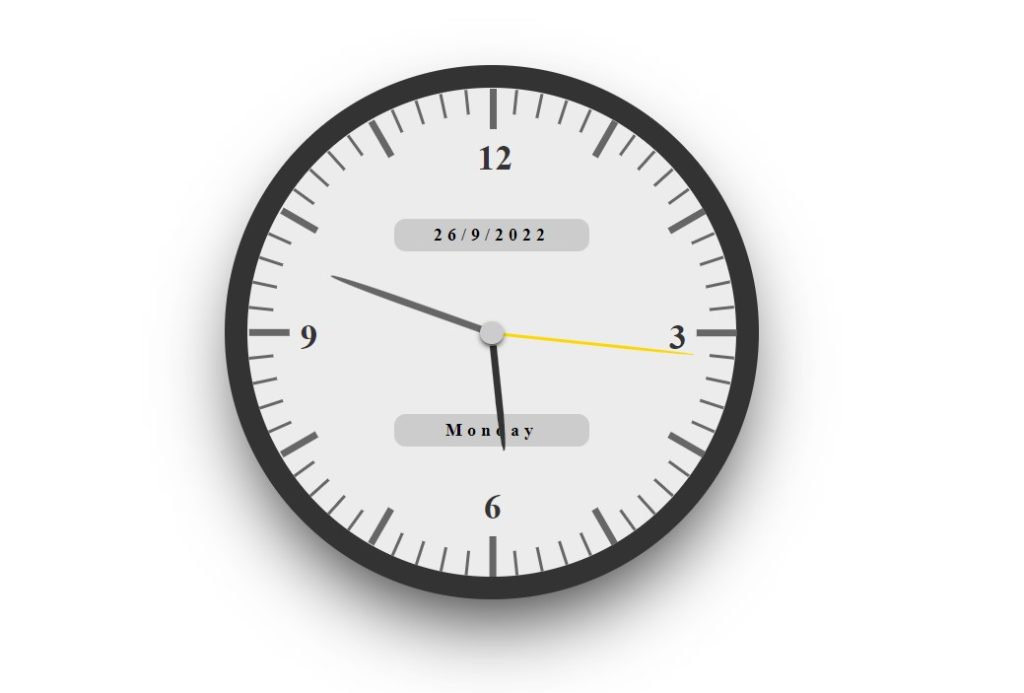 Simple Analog Clock Using HTML , CSS And Javascript Analog Clock Using HTML , CSS And Javascript