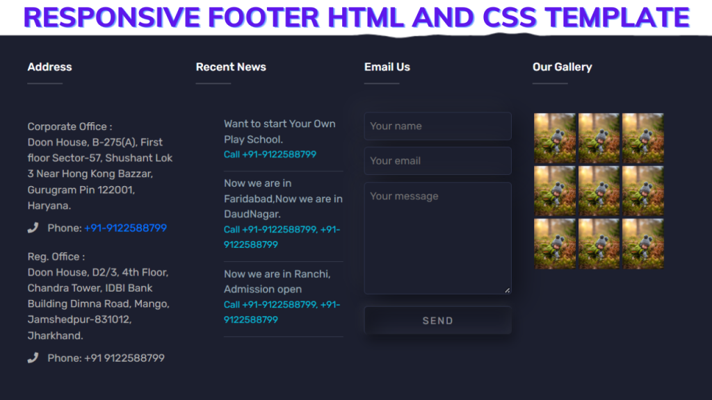 Create Responsive Footer HTML And CSS Template ( Source Code)