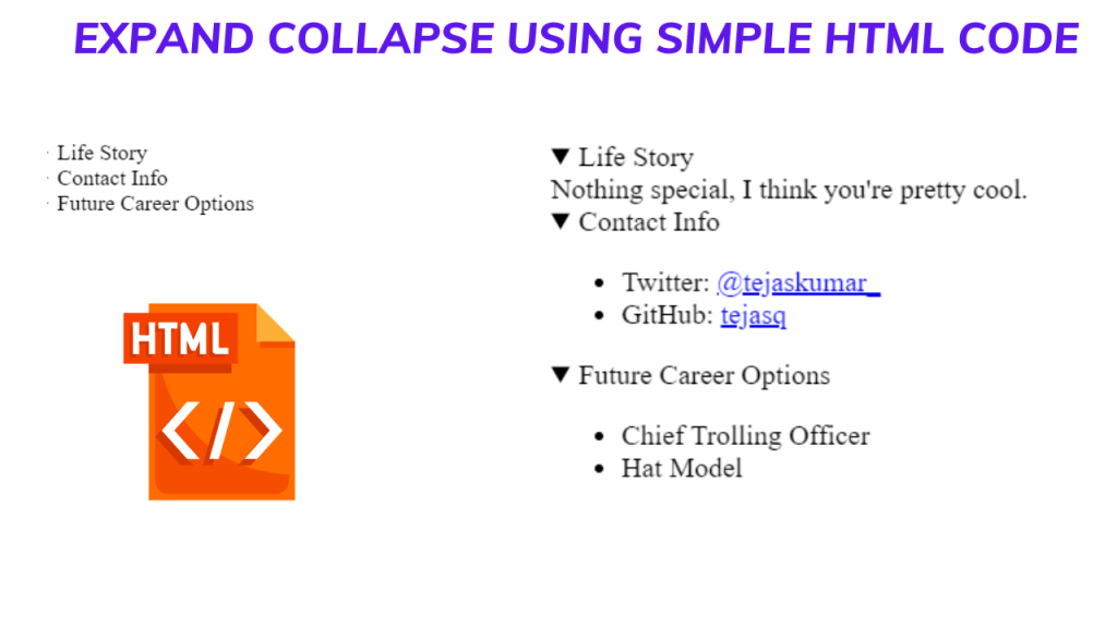 Expand/Collapse Using HTML Code Only