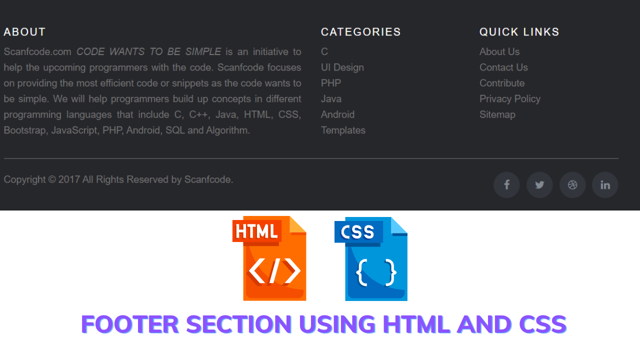 You are currently viewing Create Footer Section At Bottom Of Page Using HTML And CSS