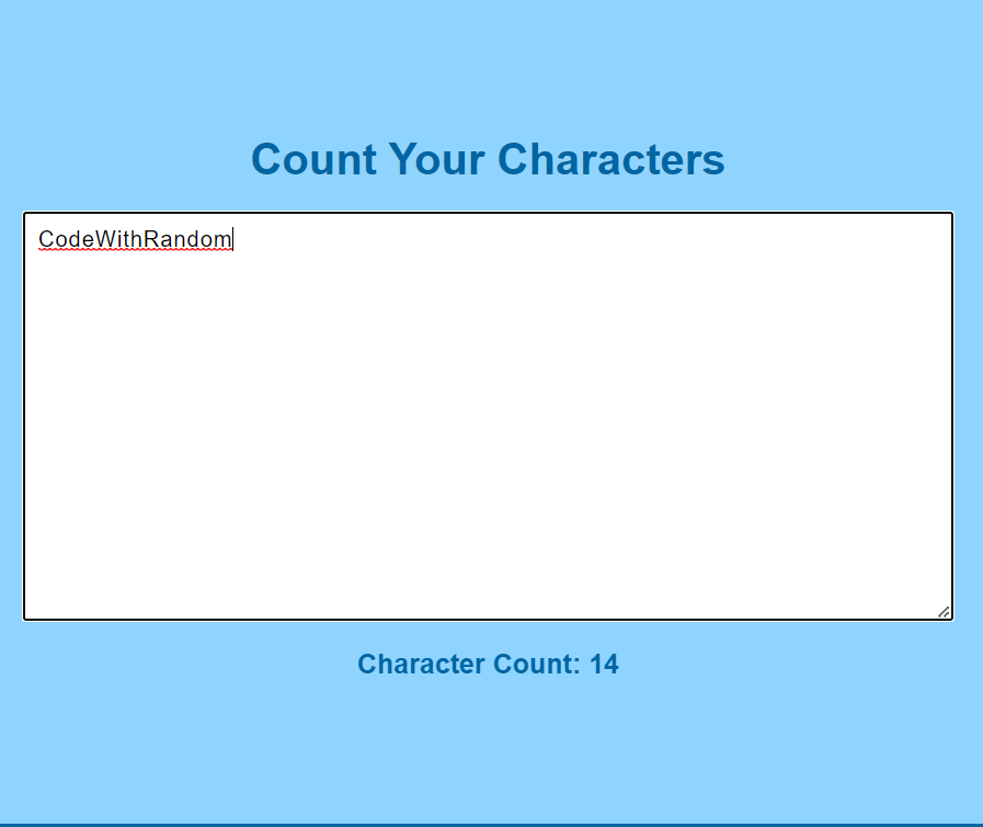 Character Count Using Html Css And Javascript Code With Random