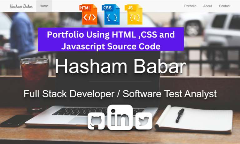 Portfolio Using HTML ,CSS and Javascript Source Code