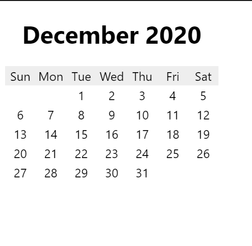  Calendar Using HTML and CSS