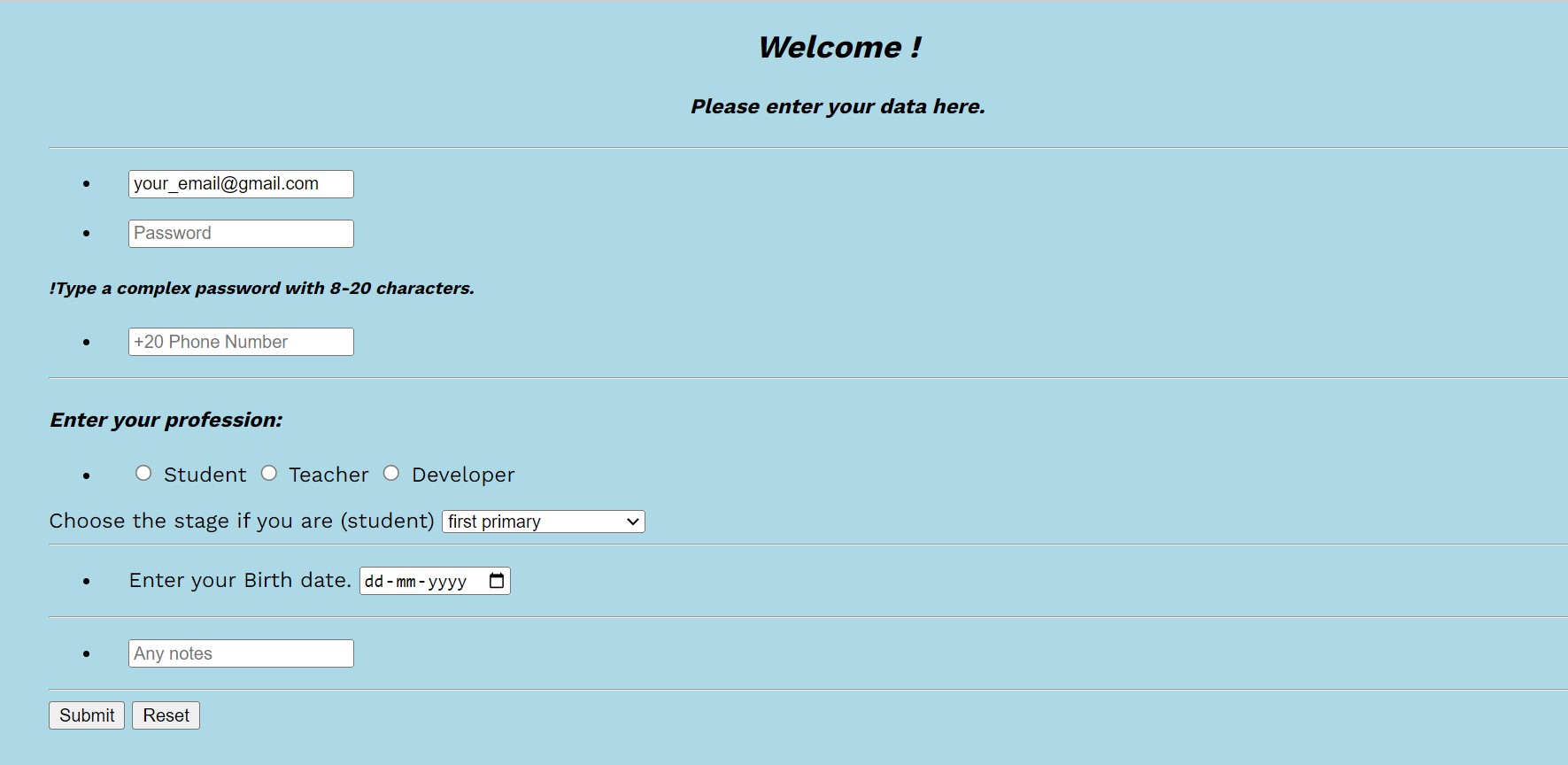 Create Student Registration Form Using HTML & CSS with Code