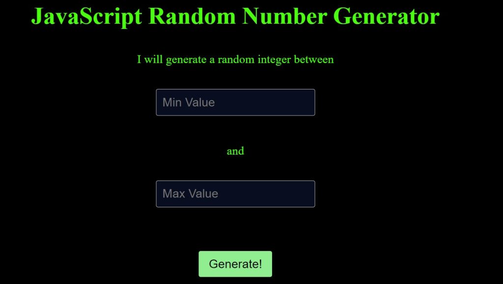 Random Number Generator Using HTML Code