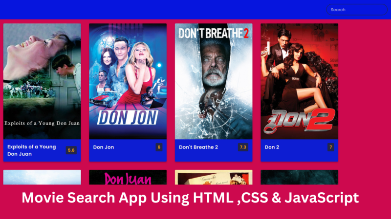 Movie Website using HTML, CSS, and JavaScript