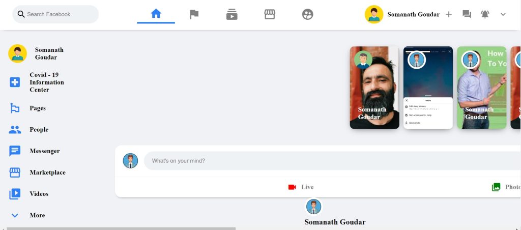 Facebook Clone using HTML & CSS