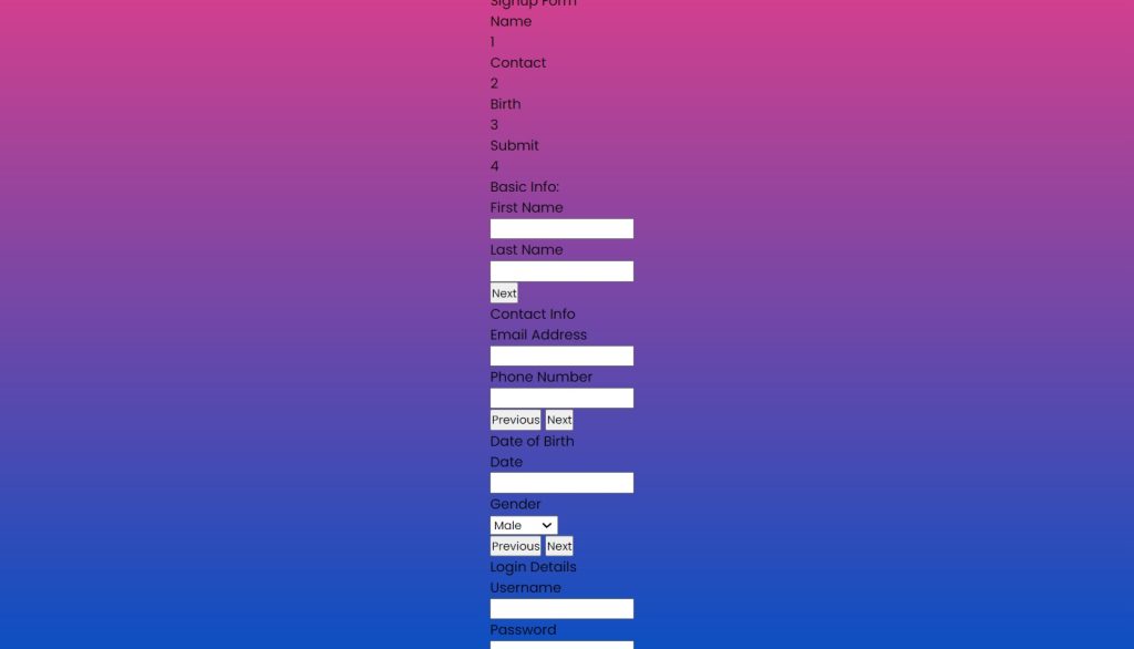 Build a Multi Step Form Using HTML,CSS & JavaScript