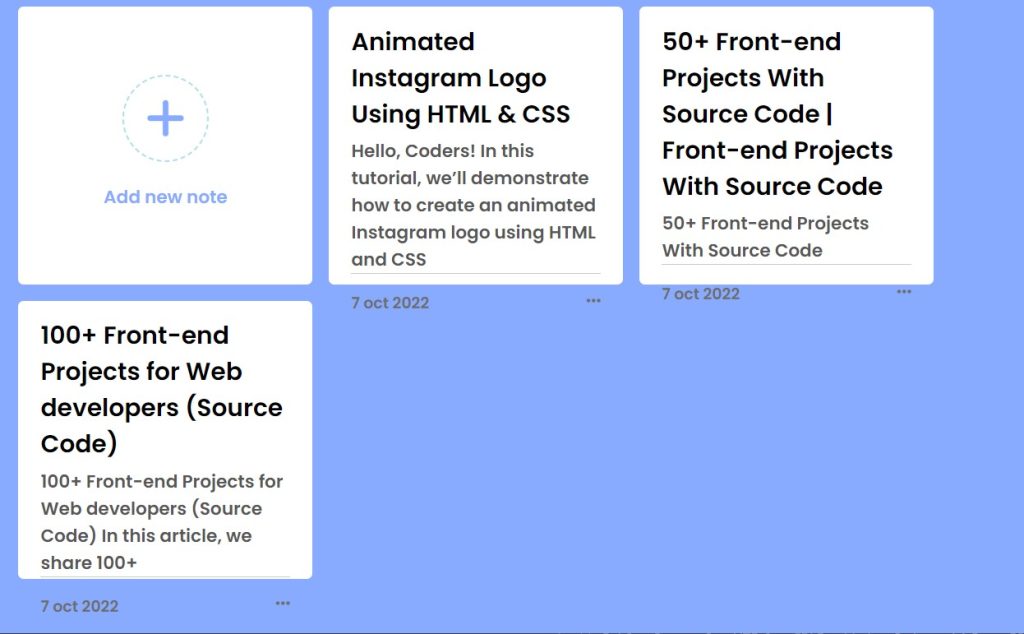 Notes App Using HTML ,CSS & Javascript