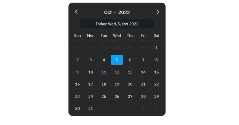 calendar using html css and javascript
