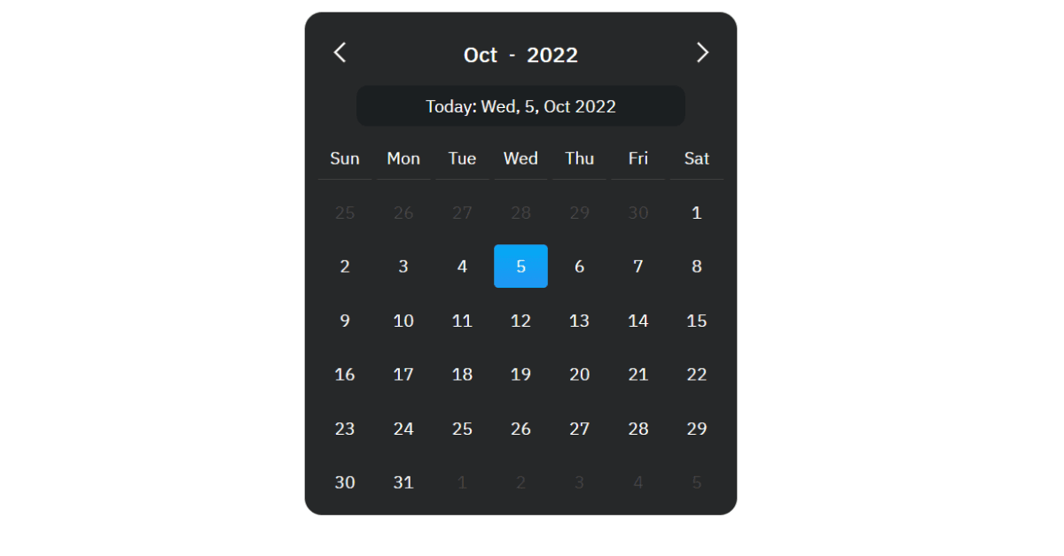 Calendar Using HTML CSS And JavaScript Source Code 