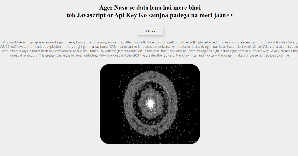 Read more about the article How to get data from NASA using NASA API JavaScript