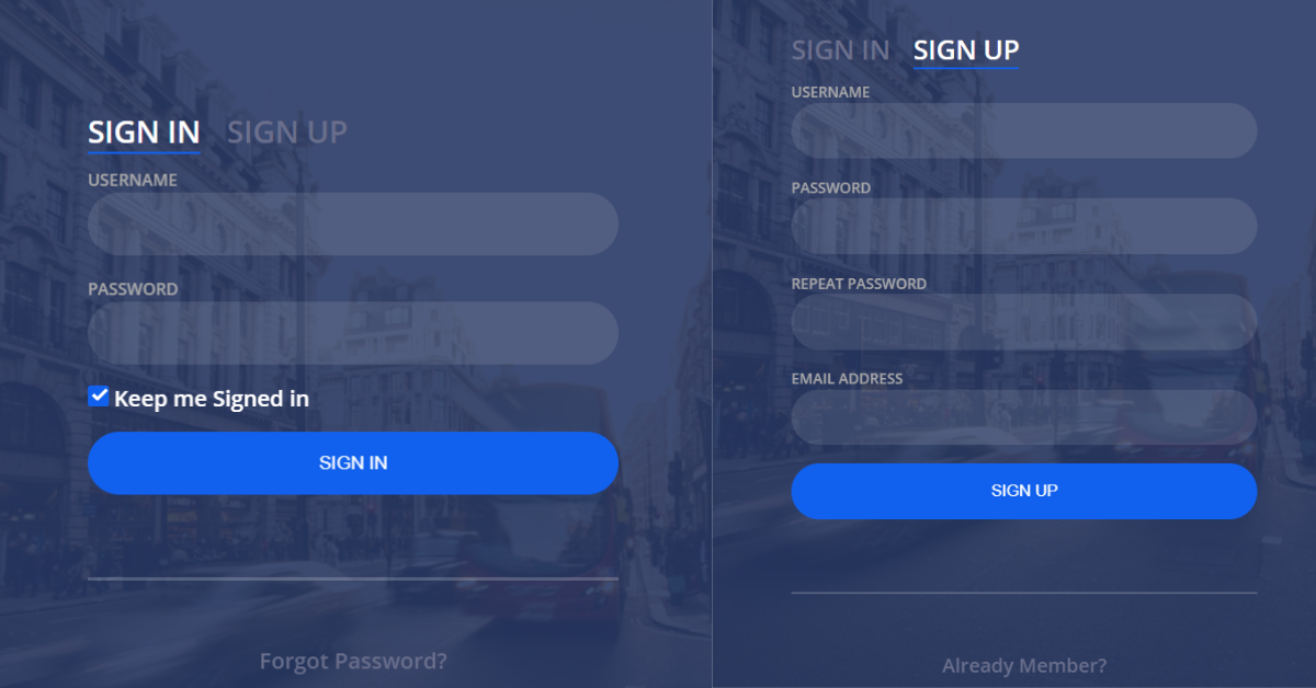 Login and Registration Form Using HTML & CSS