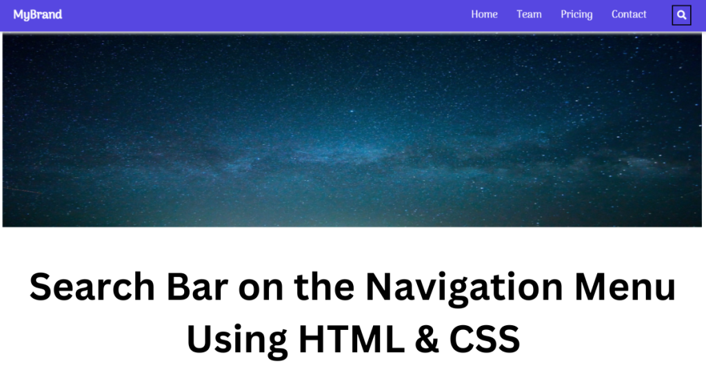 Responsive Navbar With Search Bar Box Using HTML & CSS