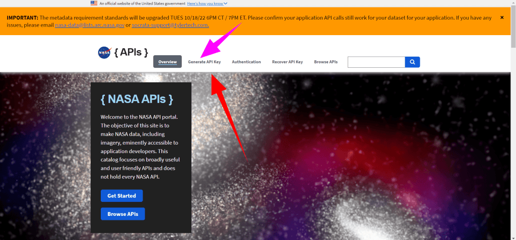 How to get data from NASA using NASA API JavaScript