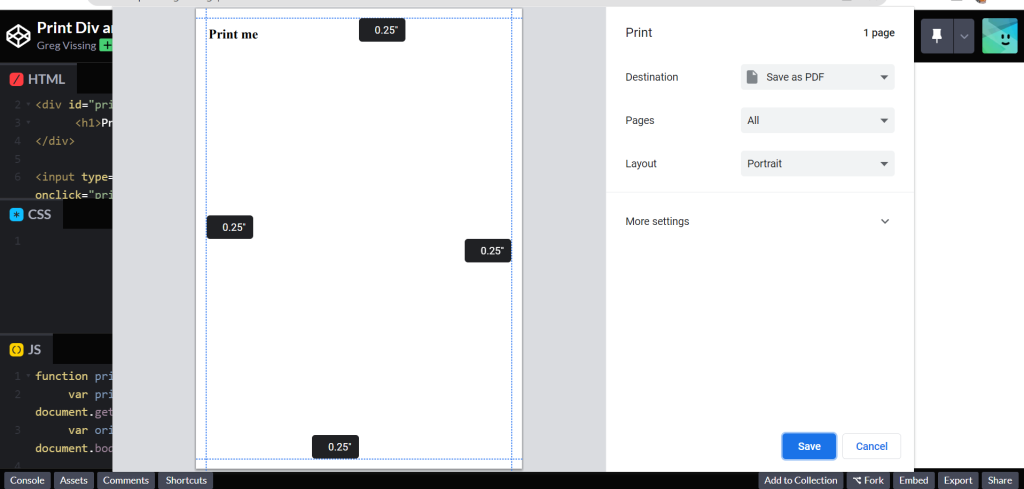 Print the Content of a Div Element using HTML & JavaScript