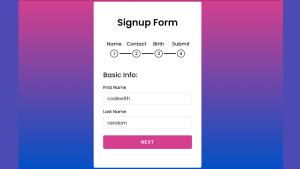 Read more about the article Build a Multi Step Form With Step Progress Bar Using HTML,CSS and JavaScript