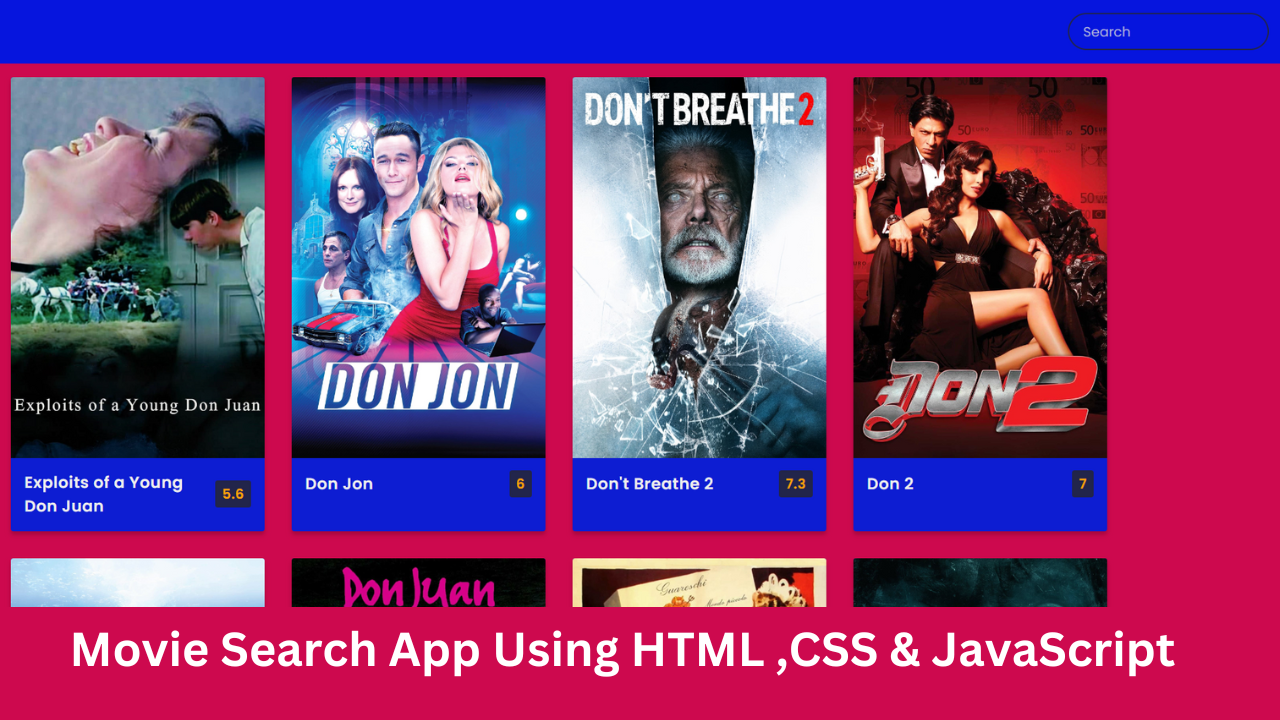 Movie App using HTML, CSS, and Javascript