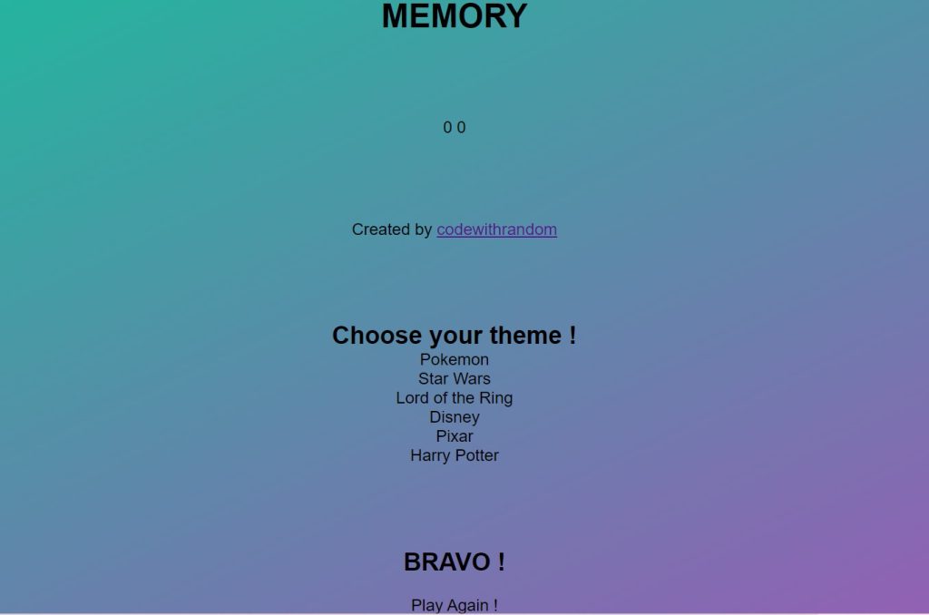 Memory Game Using HTML ,CSS & JavaScript