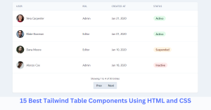 Read more about the article 15 Best Tailwind Table Components Using HTML and CSS