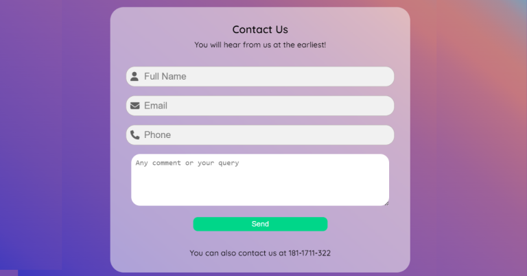 Contact Us Page Design In Html And Css With Source Code