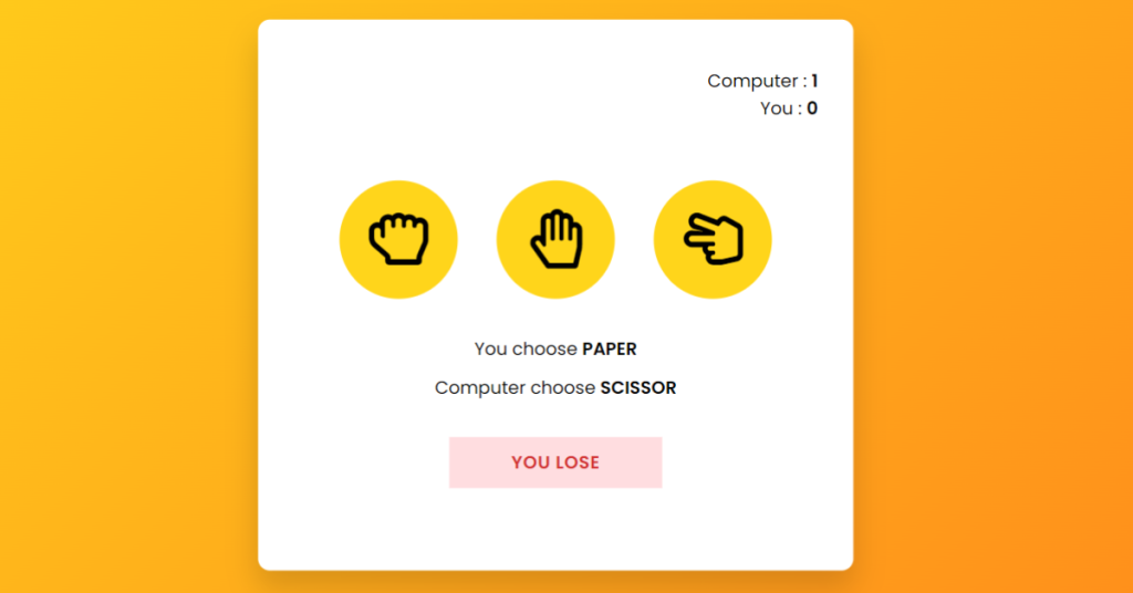 Rock Paper Scissors Game using HTML, CSS & JavaScript