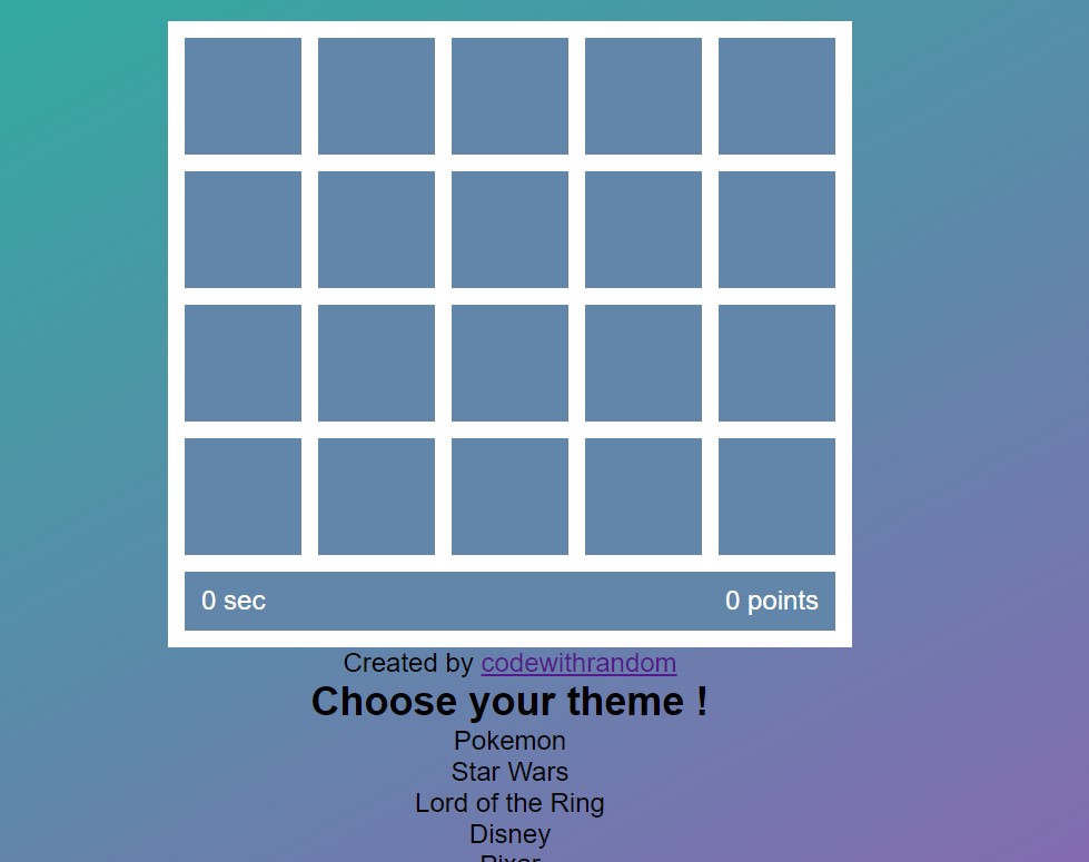 Memory Game Using HTML ,CSS & JavaScript