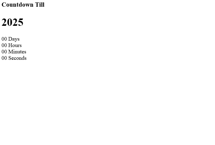New Year Countdown using HTML, CSS & JavaScript (for 2025)