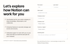 Notion's Contact us page