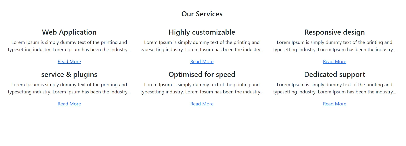 our services page design
